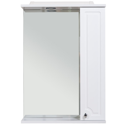 Зеркало со шкафчиком Rush Crete 60 с подсветкой белый глянец прямоугольное