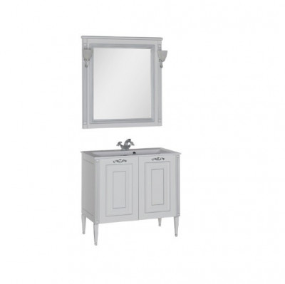 Aquanet Паола 90 00182133 комплект мебели, белый/патина серебро