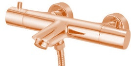 Термостатический смеситель для ванны и душа Paffoni Light розовое золото LIQ022ROSE