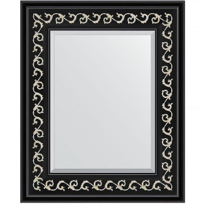 Зеркало настенное Evoform Exclusive 55х45 BY 1357 с фацетом в багетной раме Черный ардеко 81 мм