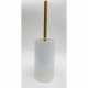 Ёрш для унитаза Primanova белый с золотистыми полосами и ручкой, SOBRE, 11х11х36 см керамика D-19975  (D-19975)