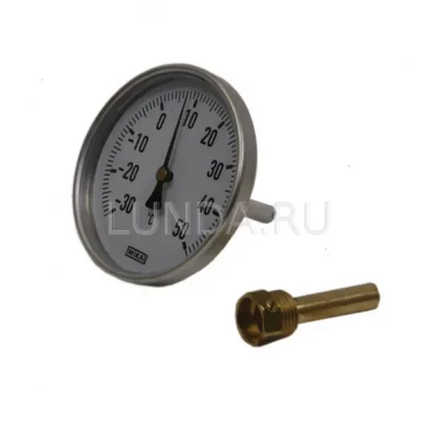 Термометр биметаллический, тип А50.10 (100 мм, алюминий), Wika 1/2 (36523046)