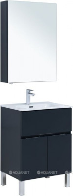 Комплект мебели для ванной Aquanet Алвита New 60 1 ящик, 2 дверцы, антрацит (00274532)