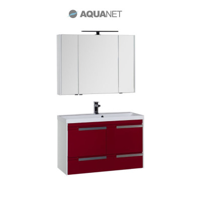 Aquanet Тиволи 100 00180562 комплект мебели, белый/фасад бордо