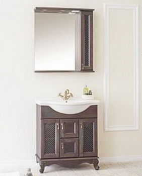 Аллигатор-мебель Валенсия 75 комплект мебели для ванной (тумба стекло + зеркало), массив бука