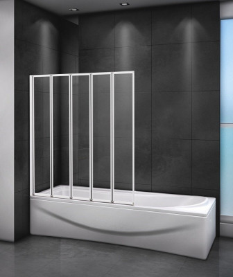Шторка на ванну Cezares Relax RELAX-V-5-120/140-C-Bi, 120 х 140 см, стекло прозрачное, цвет профиля серый