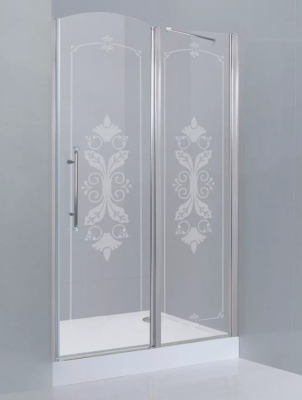 Душевая дверь Cezares Giubileo 100х195 хром стекло с декором (GIUBILEO-60/60-CP-Cr-R)