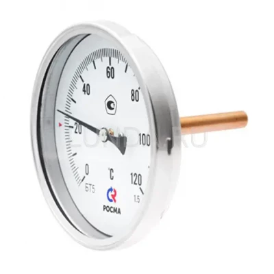 Термометр биметаллический, тип БТ (корпус-сталь), осевой, Росма 00000002462
