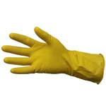 Резиновые усиленные хозяйственные перчатки с хлопковым напылением, желтые (р S)