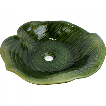 Раковина-чаша Bronze de Luxe Leaf 46 2427 зеленый глянец круглая
