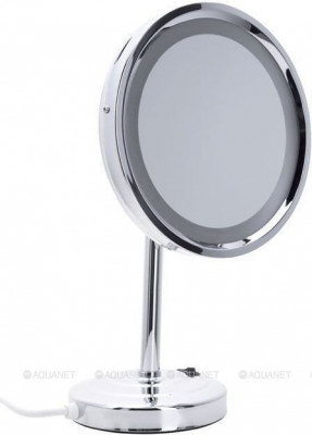 Косметическое зеркало Aquanet 2209D 21.5 см, LED-подсветка настольное хром (00204516)