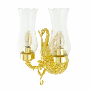 MIGLIORE Luxor 26157 светильник настенный двойной с плафонами (большая розетка), стекло/золото