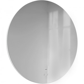 Зеркало в ванную Jorno Solo 77 Solo.02.77/W/RL с подсветкой с сенсорным выкл и часами округлое