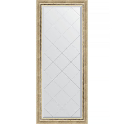 Зеркало настенное Evoform ExclusiveG 153х63 BY 4132 с гравировкой в багетной раме Состаренное серебро с плетением 70 мм