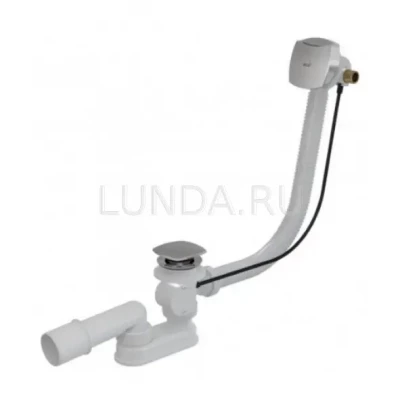 Сифон для ванны с напуском воды через перелив для ванн с толстыми стенками, хром, ALCA (A565CRM2)