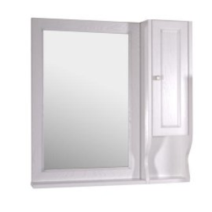 ASB-Woodline Гранда зеркало 60 см со шкафчиком, белый (патина серебро) массив ясеня