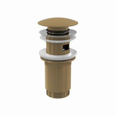 Донный клапан сифона для умывальника CLICK/CLACK 5/4", с переливом и заглушкой, GOLD-крацованный мат AlcaPlast A392-G-B