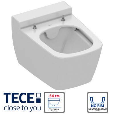 TECE 9700204 TECEone TECEone Безободковый подвесной унитаз без функции биде для встроенного в стену сливного бачка, белый (9700204)