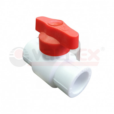 Кран шаровой полупроходной с красной ручкой VALFEX STANDARD 20 белый (20255020RГ)