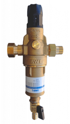 Фильтр механической очистки горячей воды, с редуктором давления 100 мкм BWT Protector mini H/R HWS G 1/2" (810560)