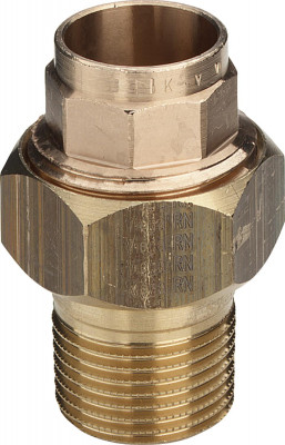 Соединение разъемное Viega НР (плоское уплотнение) под пайку 28 мм х R 1, из бронзы (133535)