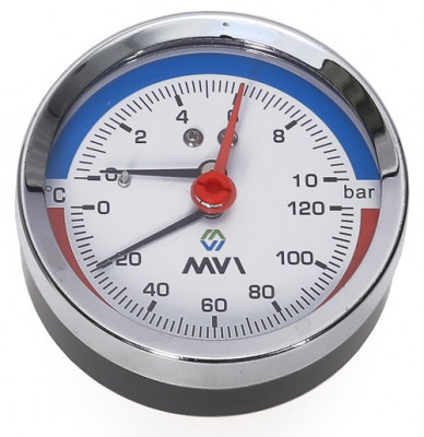 Термоманометр аксиальный MVI, до 10 бар, 0°C-120°C, D80 мм, подключение G1/2 ATM.80.12010.04